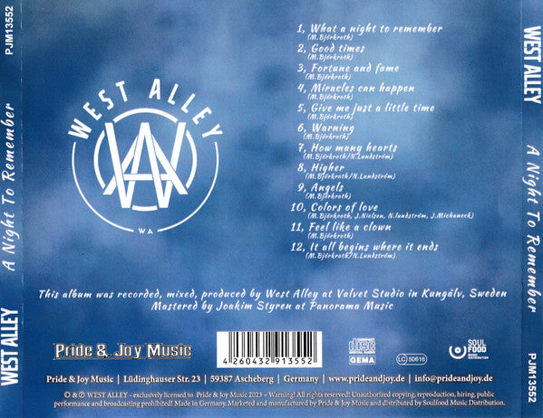 West Alley : What A Night To Remember (CD, Album)