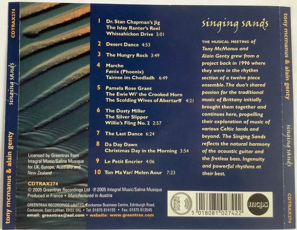Tony McManus & Alain Genty : Singing Sands (CD, Album)
