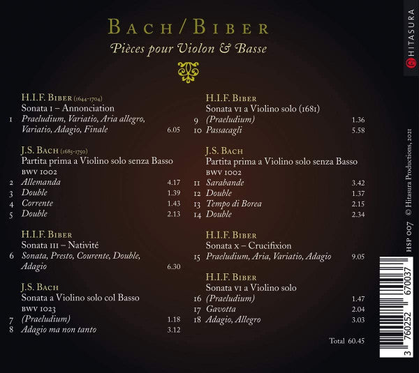 Johann Sebastian Bach / Heinrich Ignaz Franz Biber, Emmanuelle Dauvin : OVNI Baroque: Pièces Pour Violon Et Basse   (CD, Album)