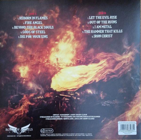 Chris Boltendahl's Steelhammer : Reborn In Flames (LP, Album, Ltd, Yel)