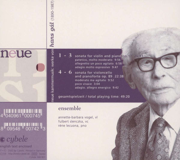 Hans Gal, Annette-Barbara Vogel, Fulbert Slenczka, Rene Lecuona : Neue Kammermusik (Werke von Hans Gál) (CD, Album)