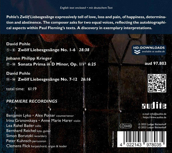 David Pohle – Benjamin Lyko, Alex Potter, e.g.baroque : Liebesgesänge (CD)