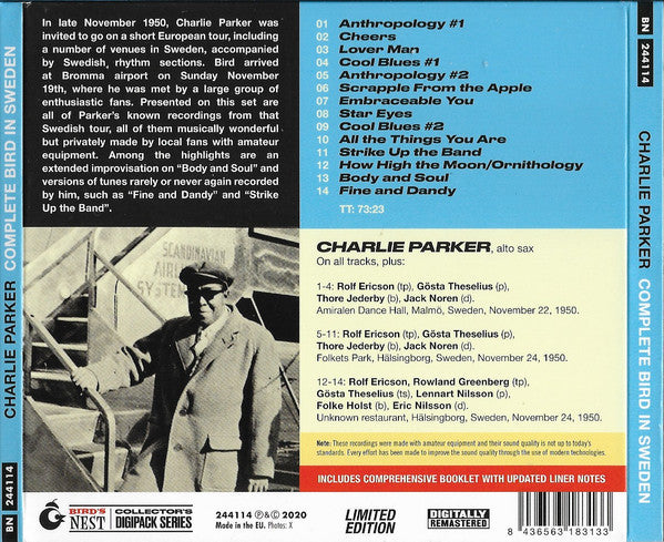 Charlie Parker : Complete Bird In Sweden (CD, Comp, RE, Dig)
