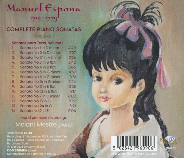Manuel Espona, Melani Mestre : Complete Piano Sonatas, Volume 1 (CD, Album)