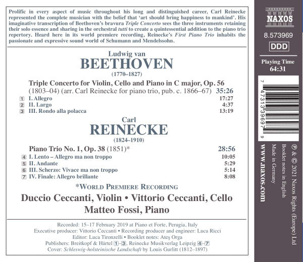 Ludwig van Beethoven, Carl Reinecke, Duccio Ceccanti, Vittorio Ceccanti, Matteo Fossi : Music For Piano Trio (CD, Album)