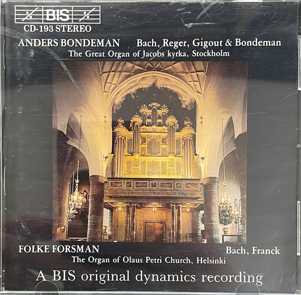 Anders Bondeman, Folke Forsman : Bach, Reger, Gigout Bondeman, Franck (CD, Album)