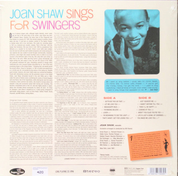 Joan Shaw : Sings For Swingers (LP, Album, Ltd, Num, RE)