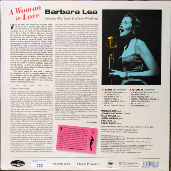 Barbara Lea With Billy Taylor And His Trio* And Johnny Windhurst : A Woman In Love (LP, Album, Ltd, Num, RE)