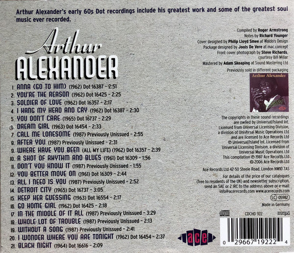 Arthur Alexander : The Greatest (CD, Comp, RE, RM, Sou)