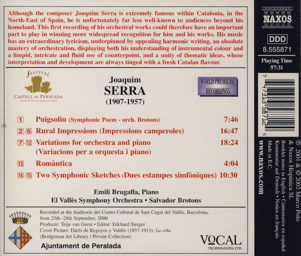 Joaquim Serra, Emili Brugalla, L'Orquestra Simfònica Del Vallès, Salvador Brotons : Orchestral Works (CD, Album)