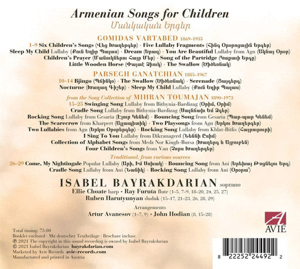 Isabel Bayrakdarian :  Armenian Songs For Children (CD, Album)