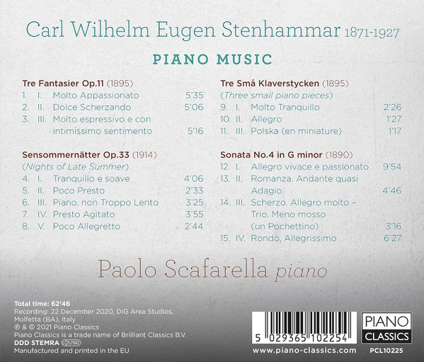Wilhelm Stenhammar, Paolo Scafarella : Piano Music (CD, Album)