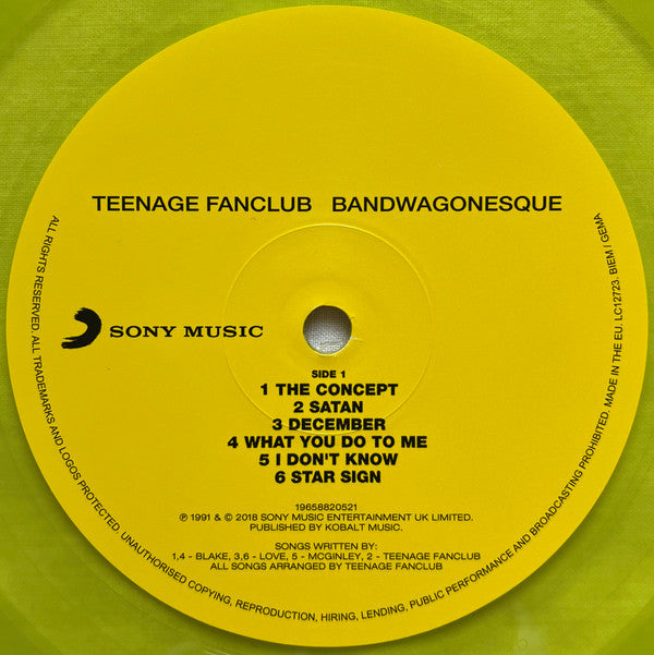 Teenage Fanclub : Bandwagonesque (LP, Album, RE, RP, Yel)