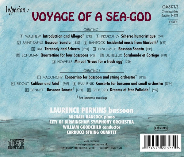 Laurence Perkins, City Of Birmingham Symphony Orchestra, William Goodchild, Michael Hancock (6), The Carducci String Quartet : Voyage Of A Sea-God (2xCD, Album)