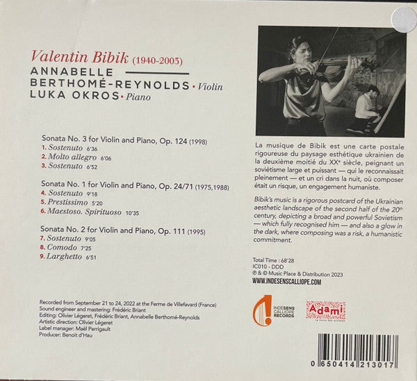 Валентин Бiбiк - Annabelle Berthomé-Reynolds, Luka Okros : Complete Sonatas For Violin And Piano (CD)