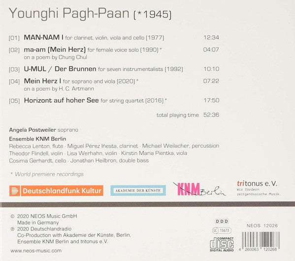 Younghi Pagh-Paan, Angela Postweiler, Kammerensemble Neue Musik Berlin : Chamber Works (CD, Album)