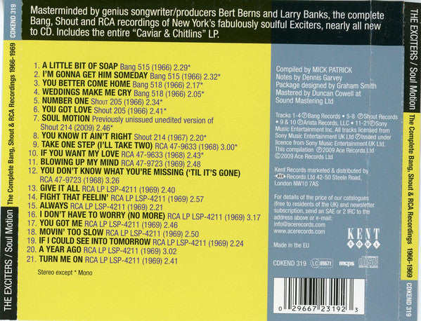 The Exciters : Soul Motion - The Complete Bang, Shout & RCA Recordings 1966-1969 (CD, Comp)