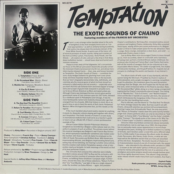Chaino Featuring Members Of The Francis Bay Et Son Orchestre : Temptation: The Exotic Sounds Of Chaino (LP, Album, RE, Blu)