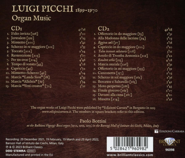 Luigi Picchi, Paolo Bottini : Organ Music (2xCD)