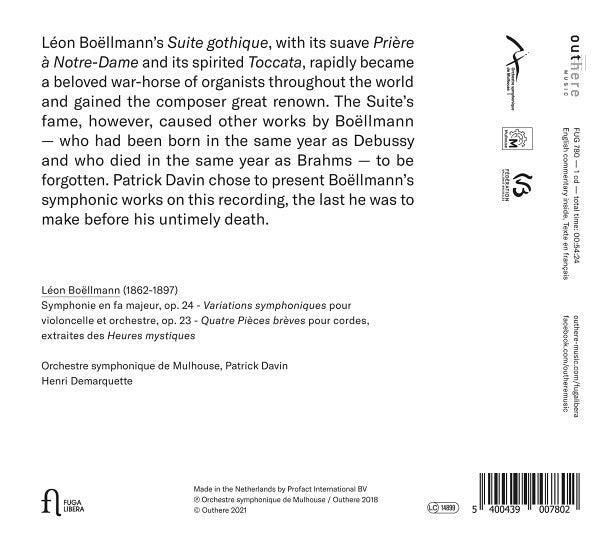 Léon Boëllmann, Orchestre Symphonique De Mulhouse, Patrick Davin, Henri Demarquette : Symphonie En Fa Majeur; Variations Symphoniques; Quatre Pièces Brèves (CD, Album)