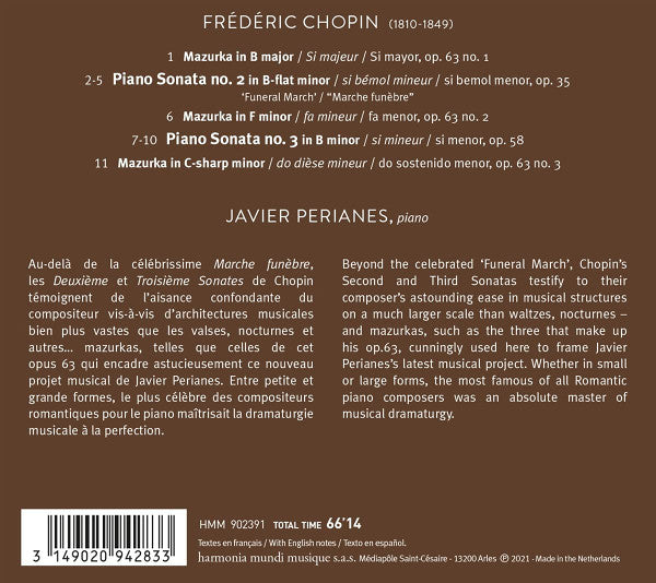 Frédéric Chopin, Javier Perianes : Piano Sonatas No. 2 'Funeral' & No. 3; Mazurkas Op. 63 (CD, Album)
