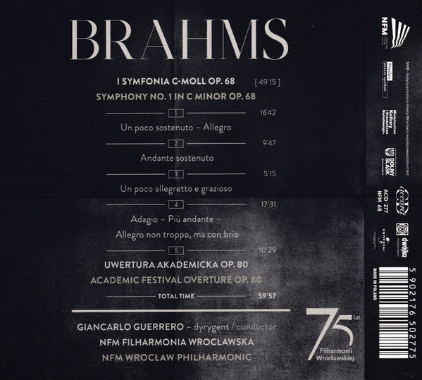 Johannes Brahms, NFM Wrocław Philharmonic, Giancarlo Guerrero : Brahms: Symphony 1 In C Minor Op. 68 (CD)
