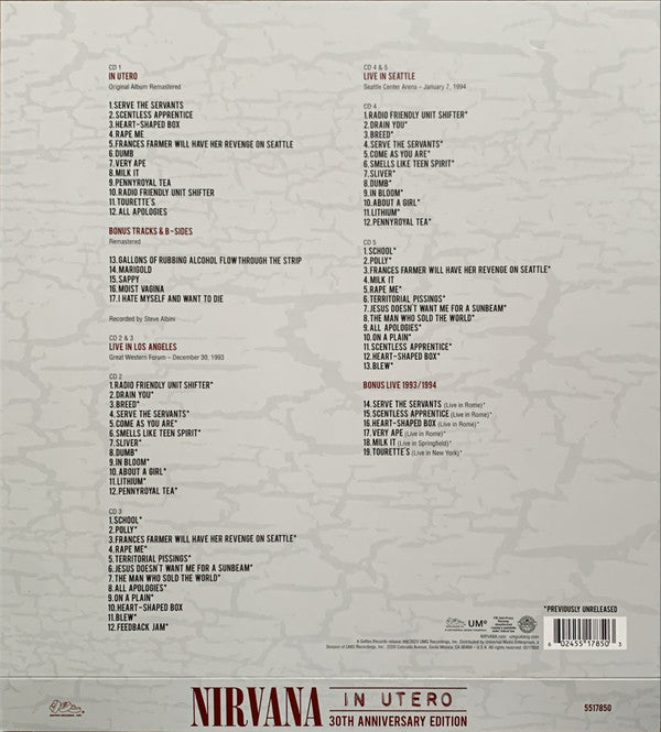 Nirvana : In Utero (CD, Album, RE, RM + 4xCD + Box, Dlx, 30t)