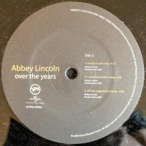 Abbey Lincoln : Over The Years (2xLP, Album, RE)