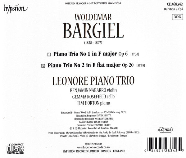 Woldemar Bargiel, Leonore Piano Trio : Bargiel Piano Trios Nos 1 & 2 (CD)