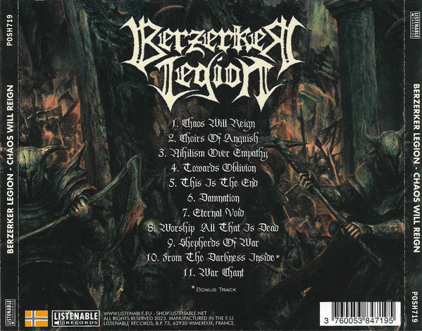 Berzerker Legion : Chaos Will Reign (CD, Album, Ltd, O-C)
