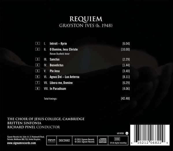 Grayston Ives, Choir Of Jesus College Cambridge, Britten Sinfonia, Richard Pinel : Requiem (CD, Album)