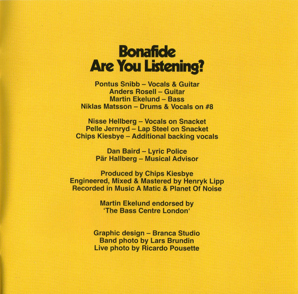 Bonafide (8) : Are You Listening? (CD, Album)