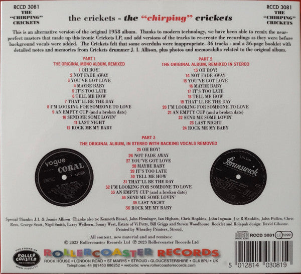 The Crickets (2) : The "Chirping" Crickets (CD, Album, Mono, RE, RM, Rol)