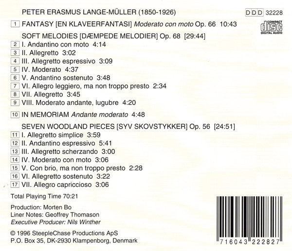 Peter Erasmus Lange-Müller, Morten Mogensen : Complete Piano Works Volume 1 (CD)