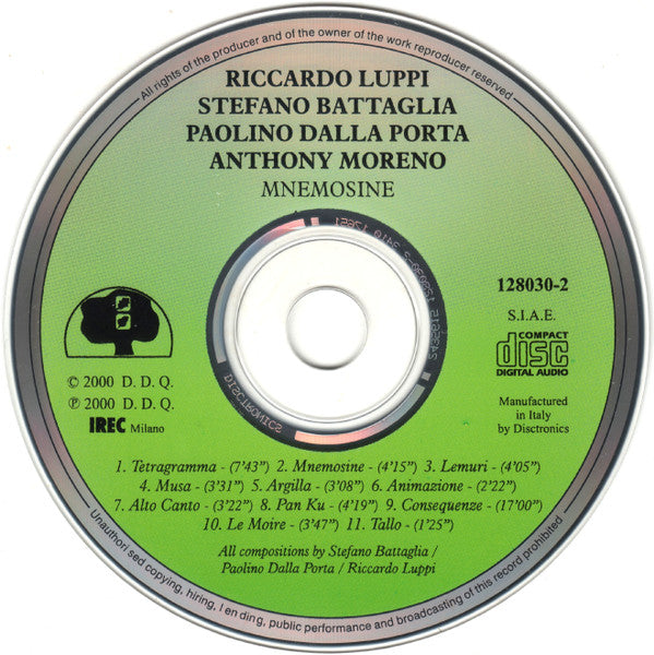 Riccardo Luppi (2) / Stefano Battaglia / Paolino Dalla Porta / Anthony Moreno* : Mnemosine (CD, Album)