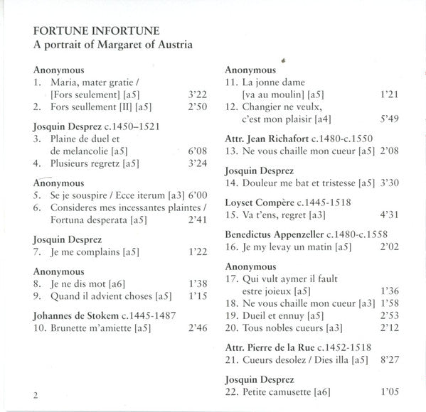 Seldom Sene, Daniel Elgersma : Fortune Infortune: A Portrait Of Margaret Of Austria (CD, Album)