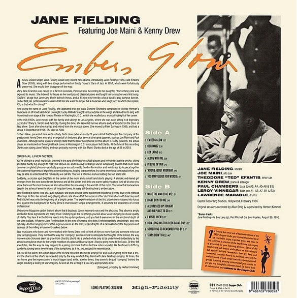 Jane Fielding With Kenny Drew Quintet : Embers Glow (LP, Album, Ltd, Num, RE)