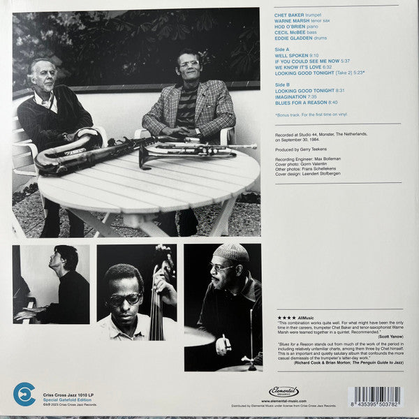 The Chet Baker Quintet Featuring Warne Marsh : Blues For A Reason (LP, Album, RE, S/Edition)