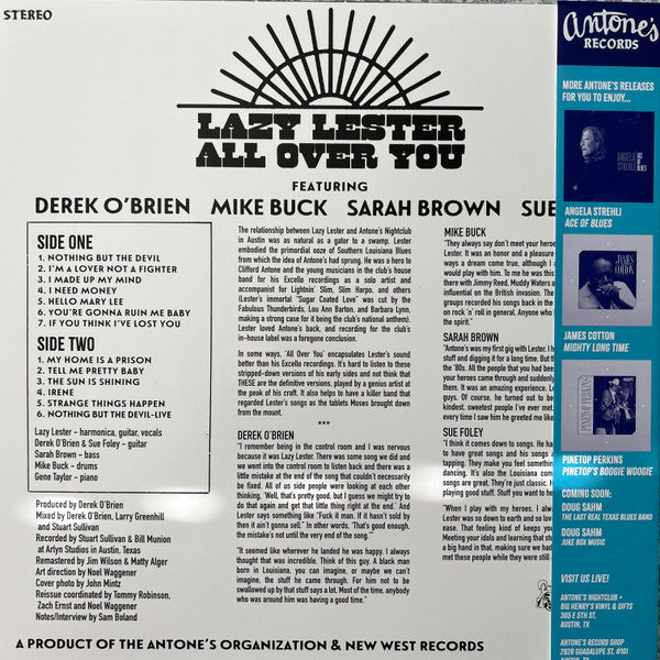 Lazy Lester : All Over You (LP, Album, RE, RM, Ora)