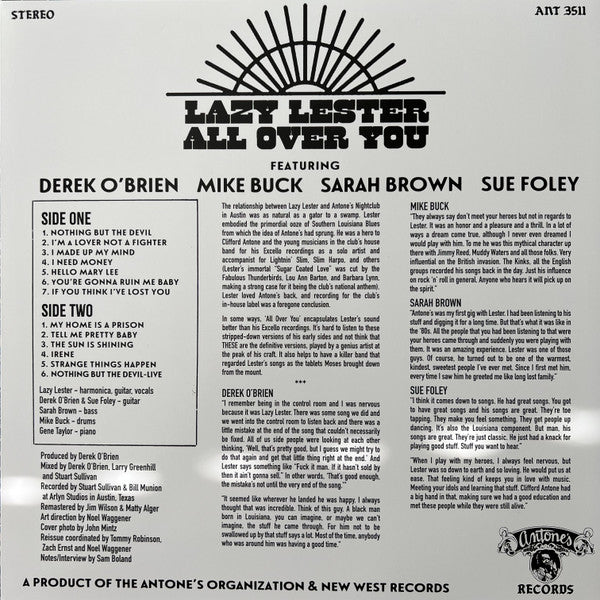Lazy Lester : All Over You (LP, Album, RE, RM, Ora)