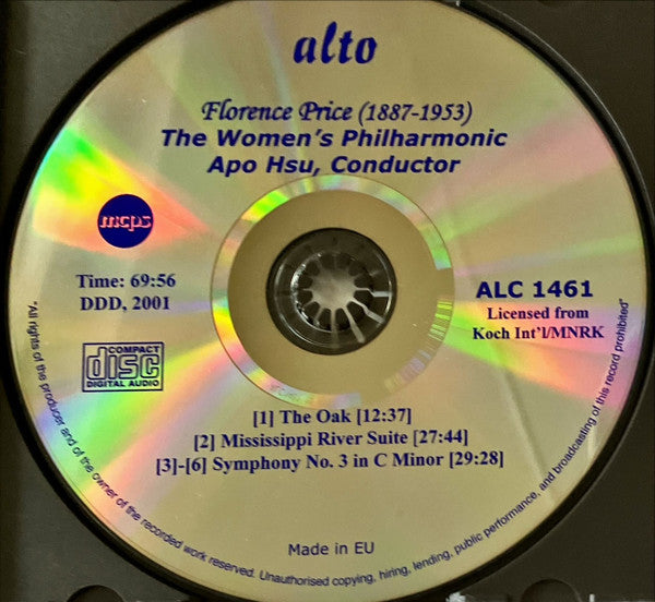 Florence B. Price — Apo Hsu, The Women's Philharmonic : The Oak - Mississippi River Suite - Symphony No. 3 (CD, RE)