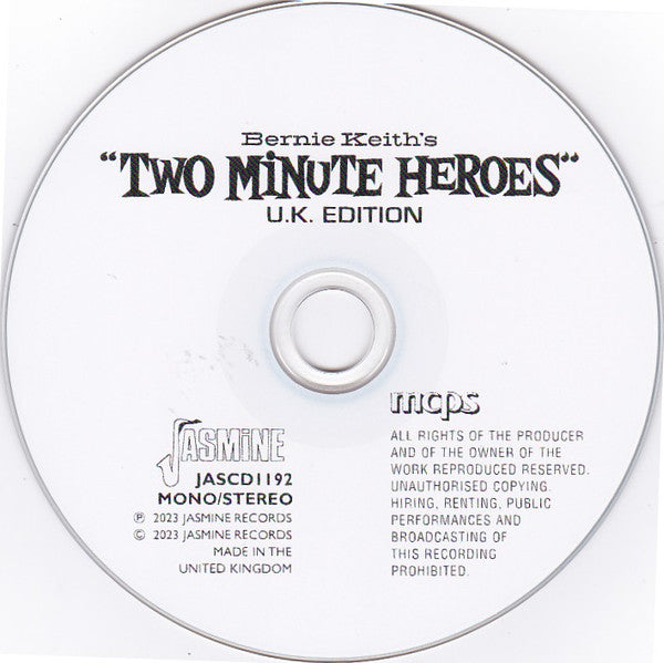 Various : Bernie Keith's "Two Minute Heroes" U.K. Edition (CD, Album, Comp, Mono)