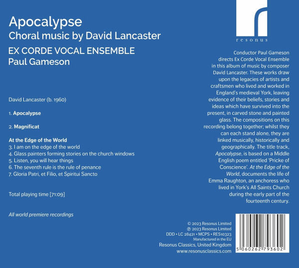 David Lancaster (2) - Ex Corde Vocal Ensemble, Paul Gameson : Apocalypse (Choral Music) (CD, Album)