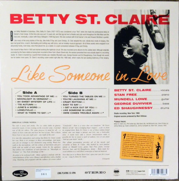 Betty St. Claire : Like Someone In Love (LP, Album, Ltd, Num, RE)