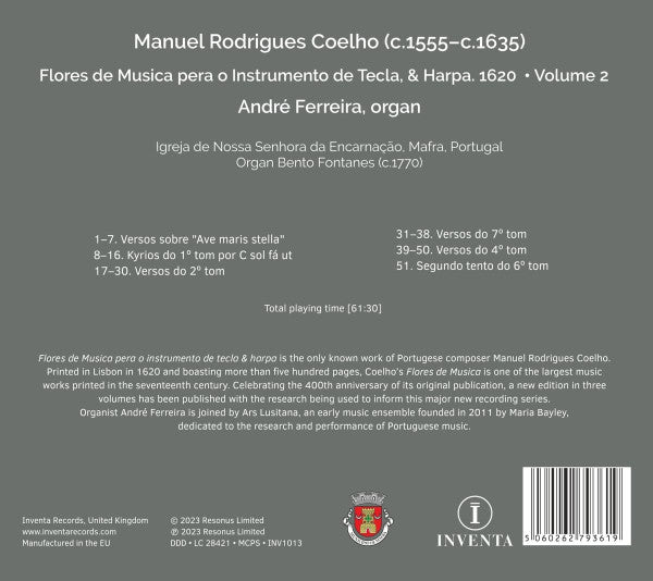 Manuel Rodrigues Coelho - André Ferreira (3) : Flores De Mvsica Pera O Instrvmento De Tecla, & Harpa (1620) Volume 2 (CD, Album)