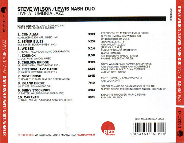 Steve Wilson / Lewis Nash Duo : Live At Umbria Jazz (CD, Album, RE)