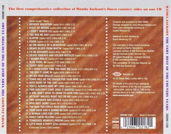 Wanda Jackson : The Very Best Of The Country Years (CD, Comp)