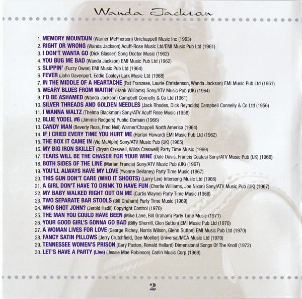 Wanda Jackson : The Very Best Of The Country Years (CD, Comp)