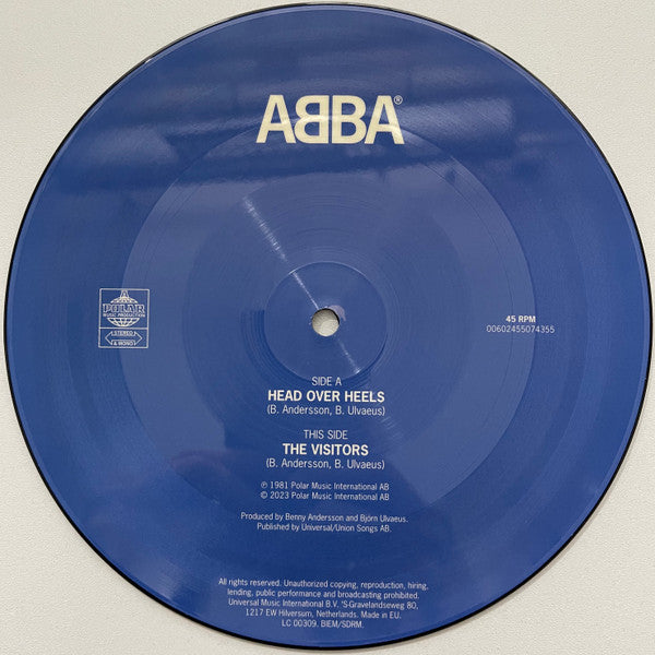 ABBA : Head Over Heels / The Visitors (7", Single, Pic, RE)