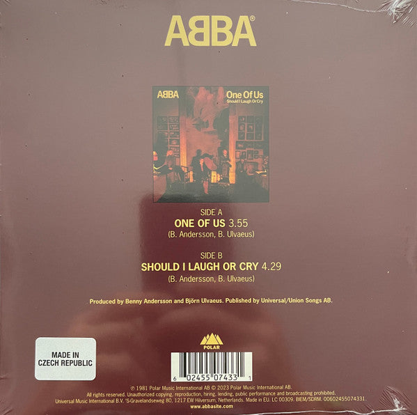 ABBA : One Of Us / Should I Laugh Or Cry (7", Single, Pic, RE)